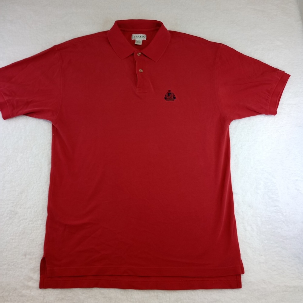 Vtg IZOD Polo Shirt Men Size‎ Large Maroon Red Short Sleeve Pullover Collar